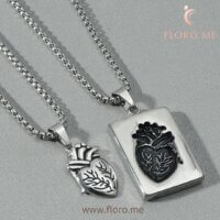 anatomical couple heart necklace